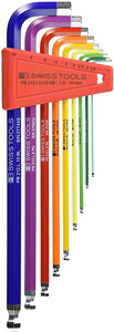 PBスイスツールズ レインボーL型レンチセット ロング ホルダー付(球面ヘッド付 9本セット 1.5、2、2.5、3、4、5、6、8、10mm) PB 212.LH-10 RB CN PB Swiss Tools ボールポイント六角棒レンチセット
