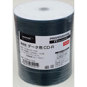 HIDISC データ用CD-R［48倍速対応 /700MB /インクジェット対応 /プリンタブル（ワイド/ホワイト） /100枚］ ハイディスク TYCR80YP100B