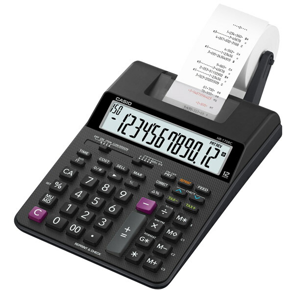 カシオ 印刷機計算器 12桁  HR-170RC-BK