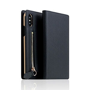 SLG Design iPhone XS/X用 手帳型 SAFFIANO ZIPPER CASE（ネイビー） SD10536I8｜Joshin web 家電とPCの大型専門店