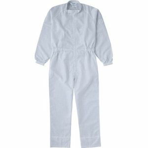 トラスコ中山 制電糸グリッド仕様フード無つなぎ服　ホワイト　L TCOG-W-L クリーンルーム用ウェア