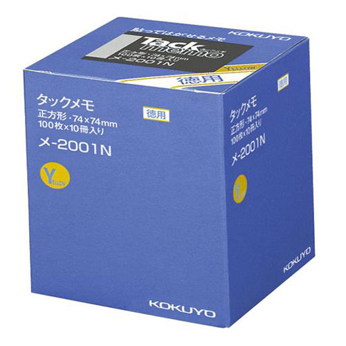 コクヨ メ-2001N タックメモ 超徳用 ノートタイプ 74×74mm 100枚×10冊(イエロー)