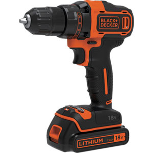 ブラック＆デッカー 18Vリチウムコードレスドリルドライバー　1バッテリータイプ BDCDD186K-JP BLACK+DECKER
