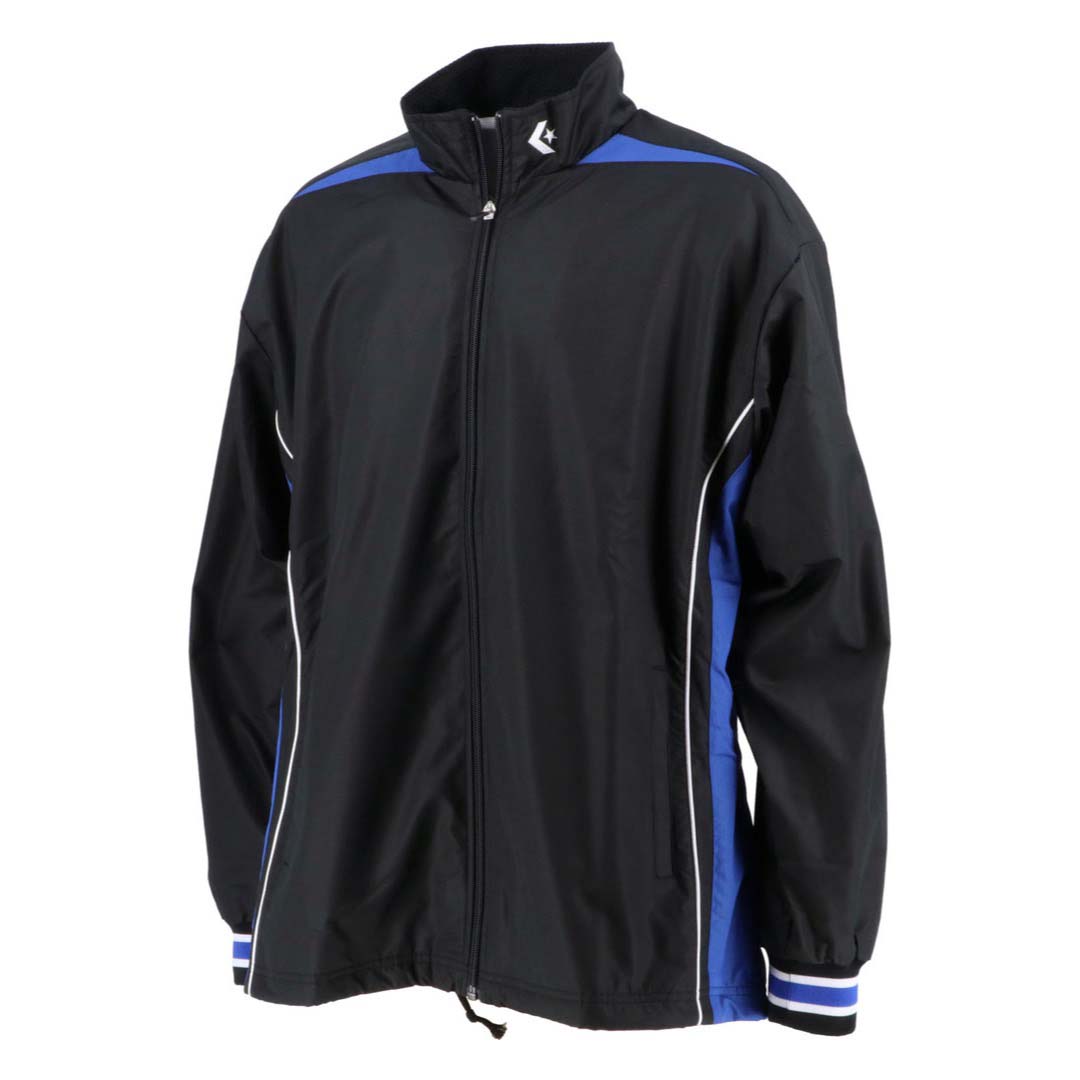 コンバース 男女兼用 ウォームアップジャケット（裾ボックスタイプ）（ブラック×Rブルー・サイズ：O） CON-CB182500S-1925-O CONVERSE