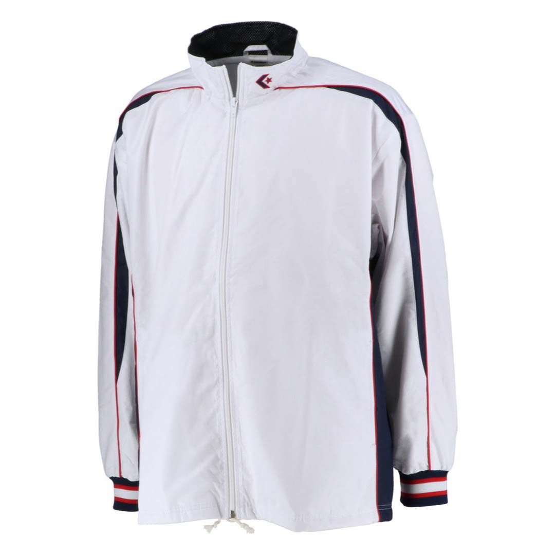 コンバース 男女兼用 ウォームアップジャケット（裾ボックスタイプ）（ホワイト×ネイビー・サイズ：L） CON-CB182501S-1129-L CONVERSE