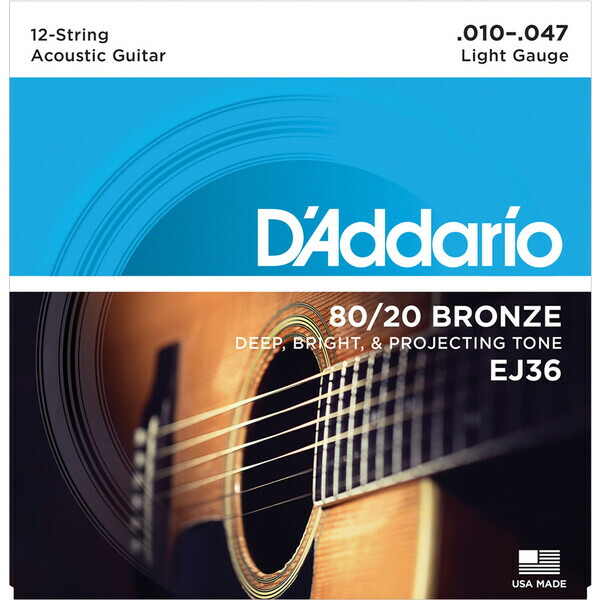 お得な情報満載 EJ-36 DADDARIO ダダリオ アコースティックギター弦 Light 12-string .010-.047 80 20  BRONZE qdtek.vn