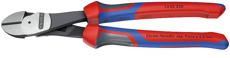 クニペックス 強力型斜ニッパー (硬線用) 250mm (台紙付き) 74 02 250 KNIPEX