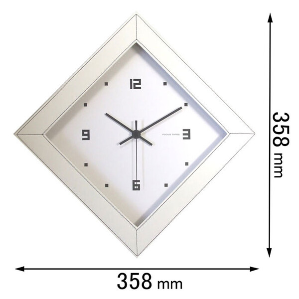 フォーカス・スリー 電波掛け時計 Focus Three　レザークロック ひし形（ホワイト） V-060(W) [V060W]【返品種別A】