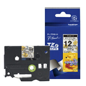 ブラザー ［純正］ディズニーテープ （12　幅/プーさんグレージュテープ/黒文字） brother P-Touch TZE-PG31画像