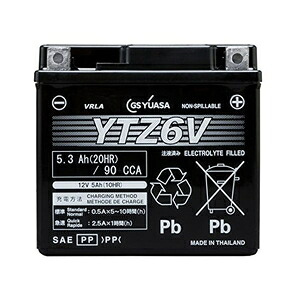 GSユアサ バイク用バッテリー 【電解液注入・充電済】[他商品と同時購入不可] YTZ6V
