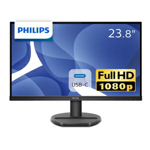 Philips｜フィリップス 液晶見せびらかす(23.8型/IPS/FullHD 1920×1080/75サイクル/4ms/HDMI1.4/DP1.2/USB Type-C/VESA/5年引き請ける)(黒いこと)  243S9A/11