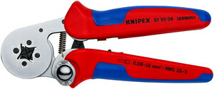 クニペックス エンドスリーブ用自動調整圧着プライヤー 180mm 97 55 04 SB KNIPEX サイドから挿入可能