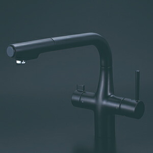 KVK 台付き1穴 ビルトイン浄水器用シングルシャワー付混合栓(キッチン用)　浄水カートリッジセット付 KM6121SCECM5 【水栓】KVK [KM6121SCECM5]