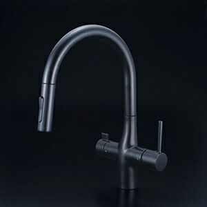 KVK 台付き1穴 ビルトイン浄水器用シングルシャワー付混合栓（キッチン用）　　浄水カートリッジセット付 KM6081SCECM5 【水栓】KVK [KM6081SCECM5]