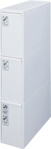 吉川国工業所 分別引き出しステーション スリム3段 42L(ホワイト) BS-3W フタつきゴミ箱 BS-3 1段当たり14L [BS3Wヨシカワクニ]