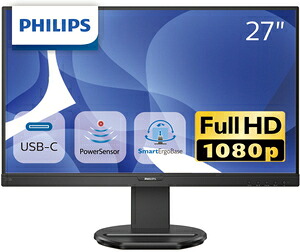 Philips｜フィリップス 液晶ディスプレイ(27型/IPS/FullHD 1920×1080/75Hz/4ms/HDMI1.4/DP1.2/USB Type-C・D-sub/VESA/5年保証)(ブラック) 273B9/11