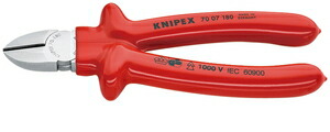 クニペックス 不成立斜ニッパー 1000V 180粍 70 07 180 KNIPEX ニッパー-手動工具-花・ガーデン・DIY