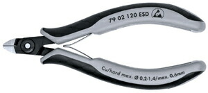 クニペックス エレクトロニクスニッパー 120mm 静電気防止 79 02 120 ESD KNIPEX