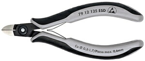 クニペックス エレクトロニクスニッパー 125mm 静電気防止 79 12 125 ESD KNIPEX