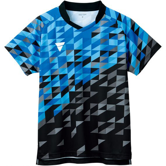 ヴィクタス 男女兼用 卓球用ゲームシャツ（ブラック×ブルー・サイズ：2XL） TSP-512101-1050-2XL VICTAS　V-GS220