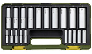 プロクソン ディープソケット 20点仕かける 1/2”+1/4” 82292 PROXXON PROX-TECH にぶいち しぶいち 先っちょ物の具 奥行きのある