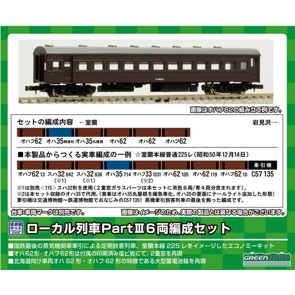 楽天市場 鉄道模型 グリーンマックス Nゲージ 612 ローカル列車 Partiii 6両編成セット 未塗装組立キット Joshin Web 家電とpcの大型専門店