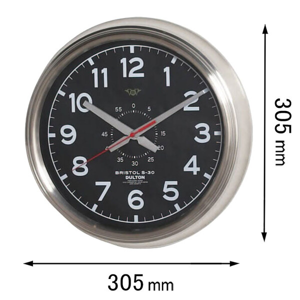 ダルトン 掛け時計 DULTON ウォールクロック ブリストル S-30BD（ブラック） K725-925BD [K725925BD]【返品種別A】