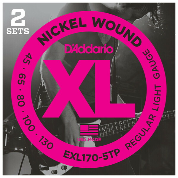 ダダリオ エレキベース弦(2 Sets Long) EXL170-5TP D'Addario XL Nickel Twin Packs