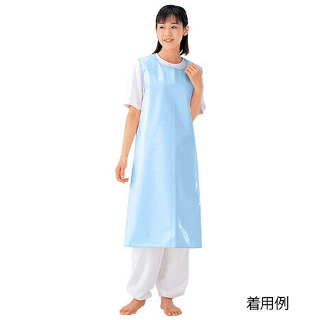 エンゼル 入浴介助エプロン（面ファスナータイプ） サックス/M 6012(M)(0-3808-01) [6012M0380801]