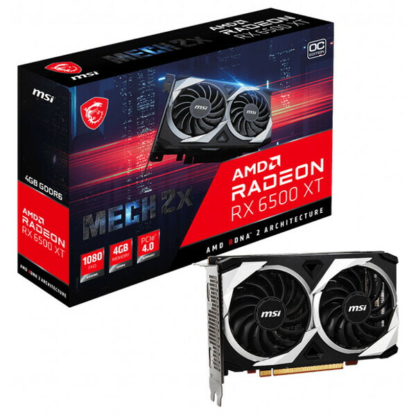 MSI Radeon RX 6500 XT MECH 2X 4G OC MSI Radeon RX 6500 XT MECH 2X 4G OC PCI Express 4.0 グラフィックスボード