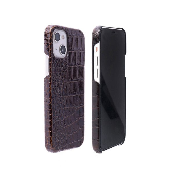 abbi iPhone 13 mini（5.4in）用 クロコダイル イタリアンレザーバックケース（うす暗い赤銅色） ABBI SIGNATURE ABS21793I13MNBR