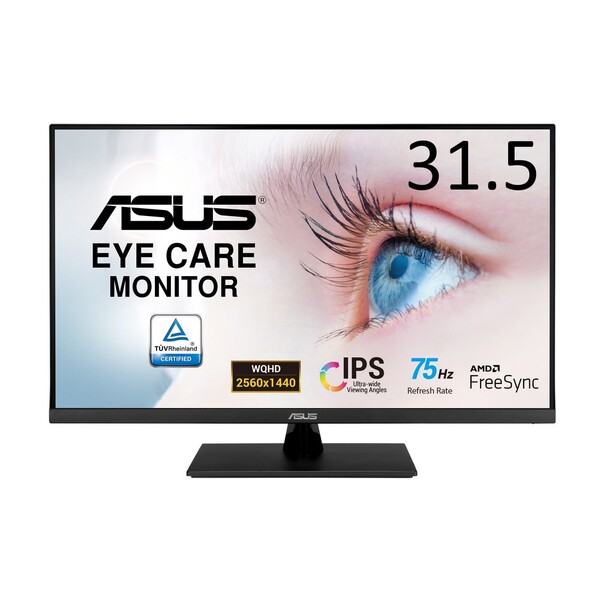 ASUS｜エイスース 液晶ディスプレイ(31.5型/IPS/WQHD 2560×1440/75Hz/5ms/HDR10/HDMI1.4/DP1.2/VESA/3年保証)(ブラック) Eye Care VP32AQ