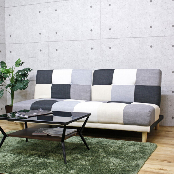 後藤家具物産・大川リビング木工社 パッチワークソファーベッド(モノトーン) SO-32-MONOTONE [他商品と同時購入不可]メーカー直送品(沖縄県・離島お届け対象外) [SO32MONOTONE]