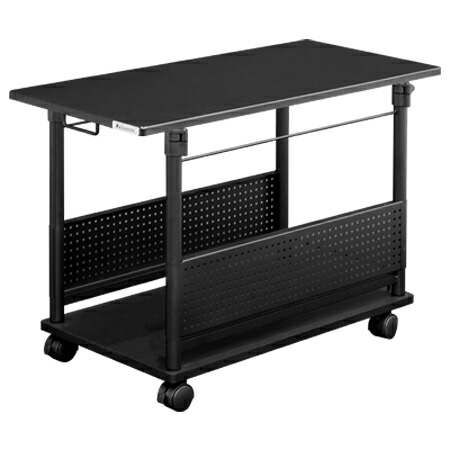 バウヒュッテ 昇降式L字デスク ワゴン（ブラック） ラージタイプ BHD-820H-BK Bauhutte　天板サイズ39×82cm [BHD820HBK]
