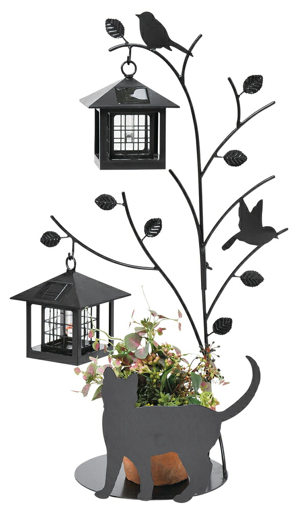 セトクラフト HOME FURNISHING シルエットソーラーライト Tree＆Cat 灯 127-089378 setocraft [127089378]
