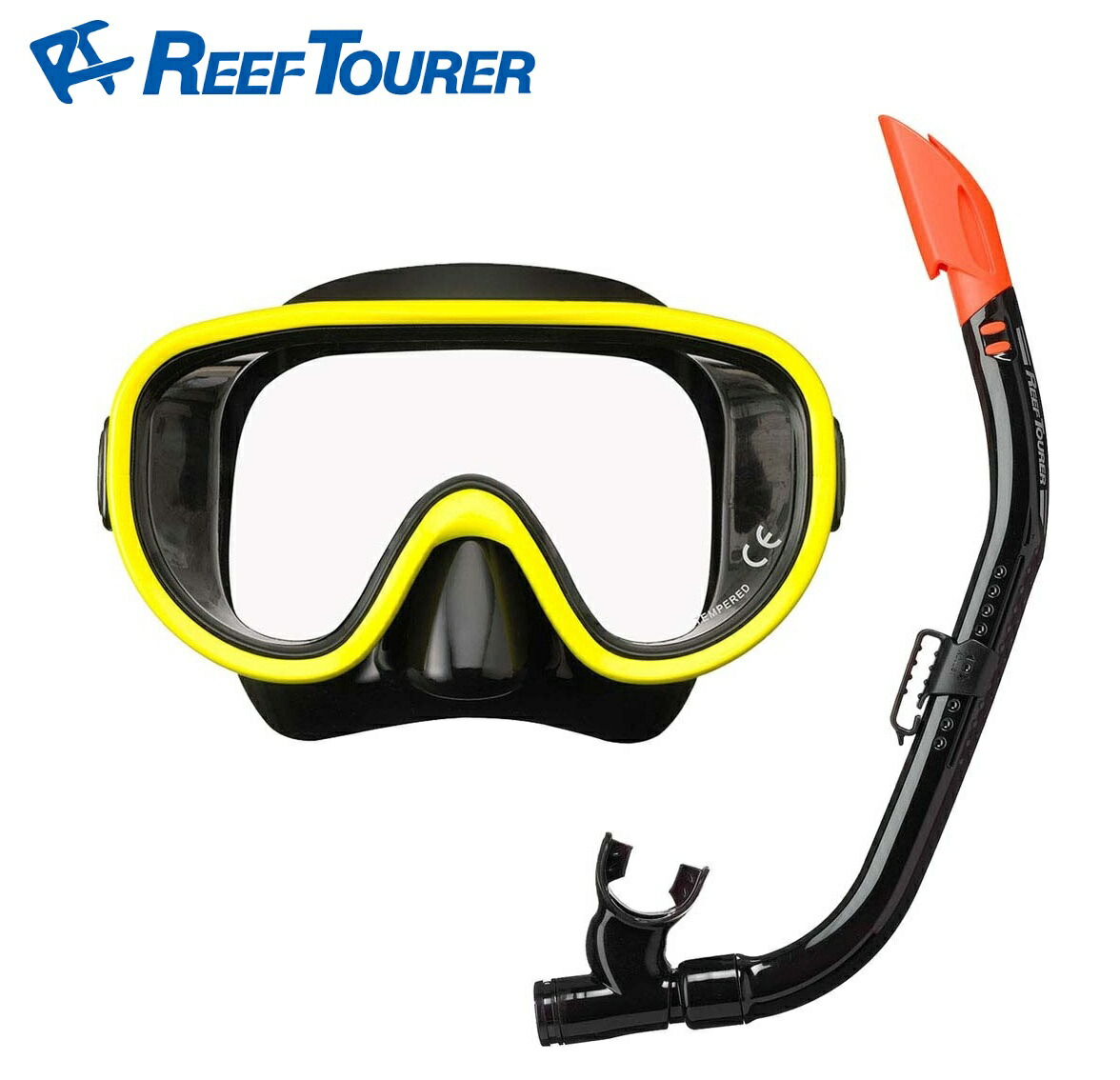 Reef Tourer（リーフツアラー） シュノーケリング 2点セット（ブラックフラッシュイエロー） TBT-RC0110-BKFY 男女兼用　10歳～大人用 4,000円