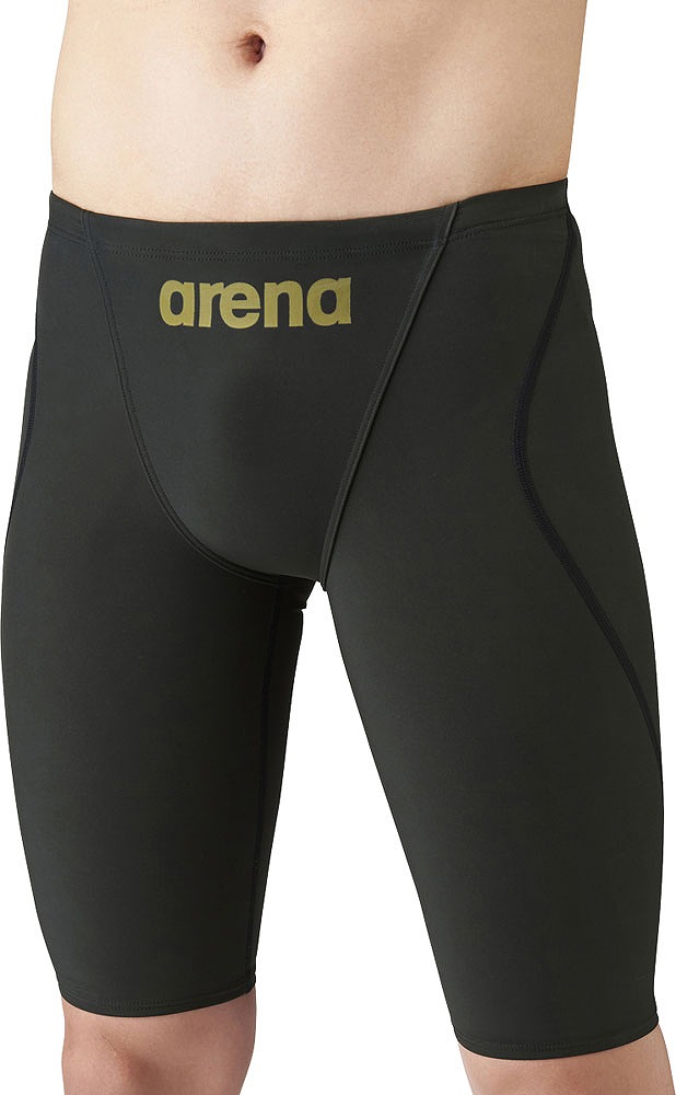 アリーナ 男性用　競泳水着　ハーフスパッツ（ブラック/ブラック・サイズ：L） ARN1011M-BKGD-L 【FINA承認】　arena　アクアフォースフュージョントライ
