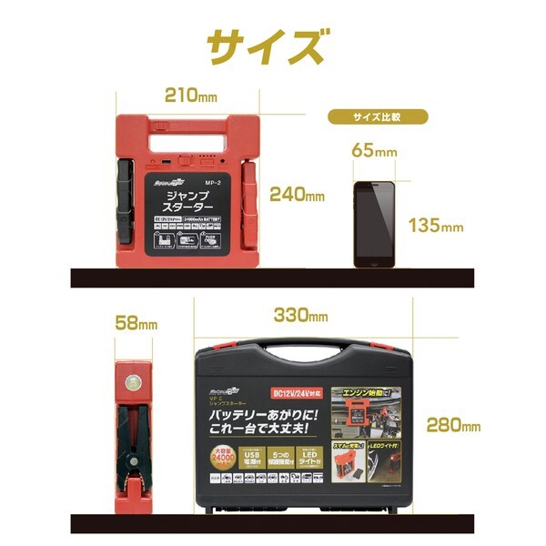 MP-2 大自工業 リチウムジャンプスターター DC12 24V 24000mAh