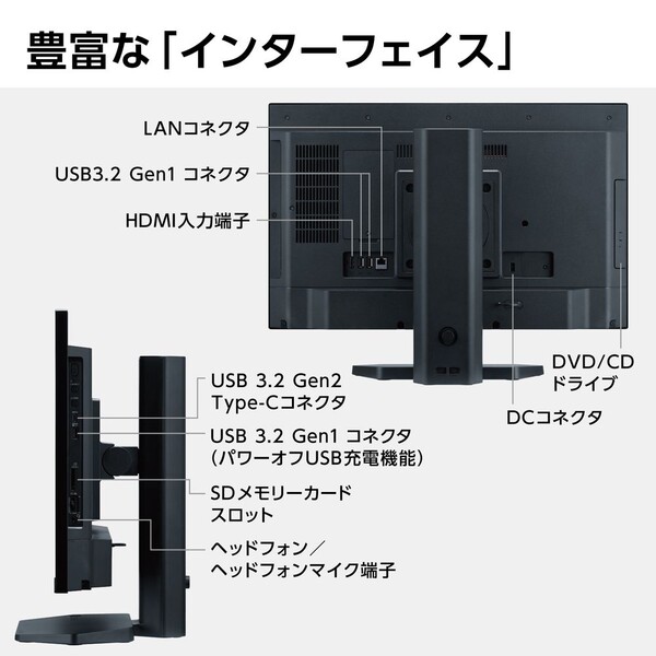 PC-A2365DABNEC23.8型オールインワンデスクトップPCNECLAVIEA2365/DAB(Ryzen7/8GB/512GB)ファインブラック