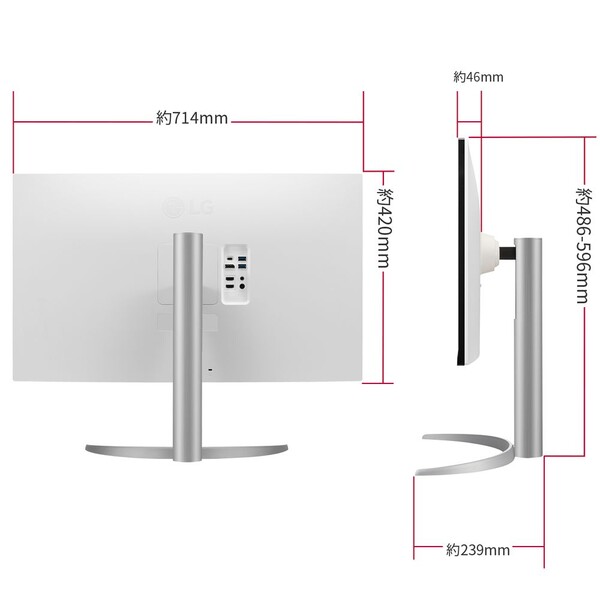 LG [31.5型 4K(3840×2160)モニター DCI-P3 Type-C USB 32UP550N-W 90