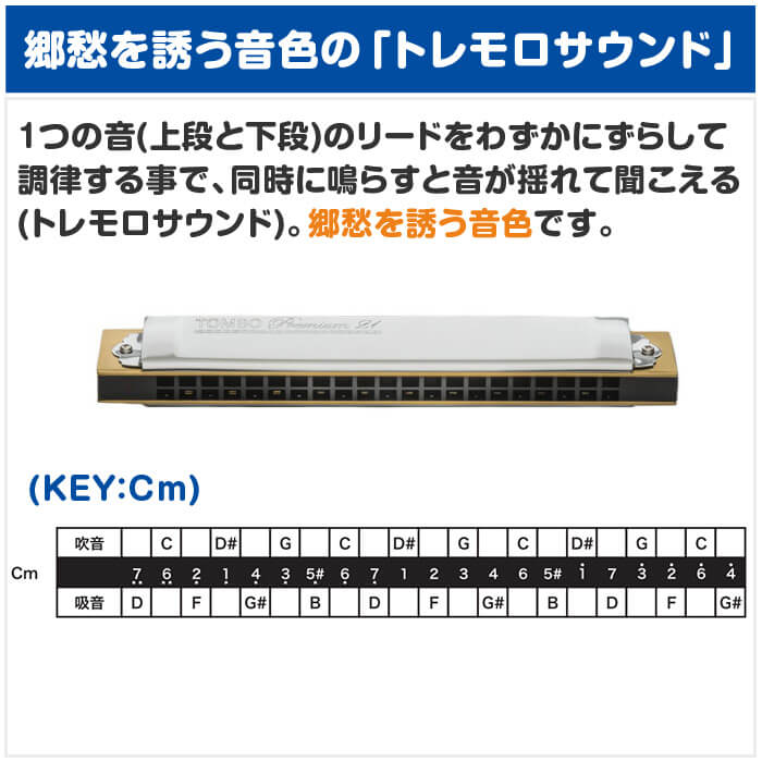 スペック トンボ楽器 複音ハーモニカ プレミアム ２１ Ａマイナー