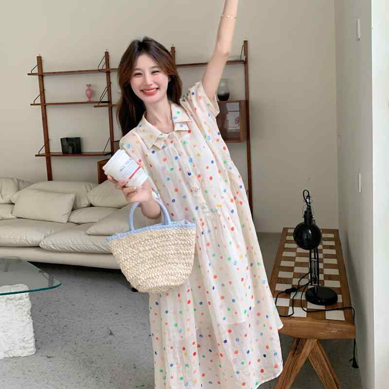 レディース 流行り物 心地好い 今めかしい 女子らしい 派手 水玉 御召しもの 夏 ティーシャツ ロングスコート 涼感 雅びやか 体型取りまかなう 成年者好いたらしい 口さかしい 晴れ晴れしい 口さかしい 夏映え デイリー リ