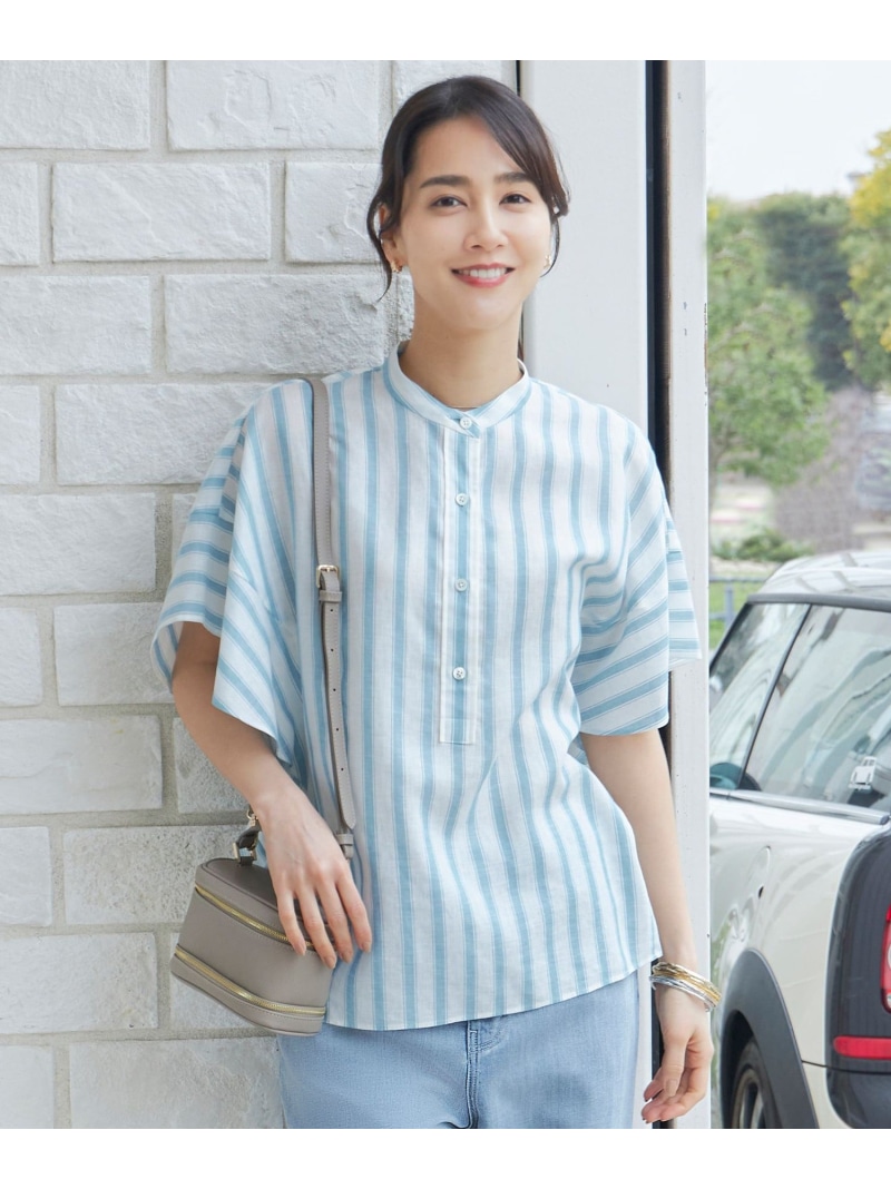 【SALE／30%OFF】【洗える】テンセルリネンデザイン ブラウス 自由区 L ジユウク トップス シャツ・ブラウス ホワイト ピンク【RBA_E】【送料無料】[ Fashion]