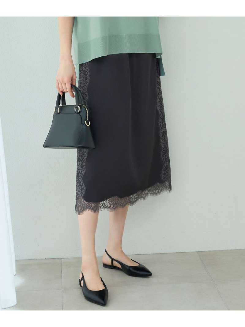 【SALE／40%OFF】【洗える】サテンレース スカート 自由区 S ジユウク スカート ロング・マキシスカート グリーン【RBA_E】【送料無料】[ Fashion]