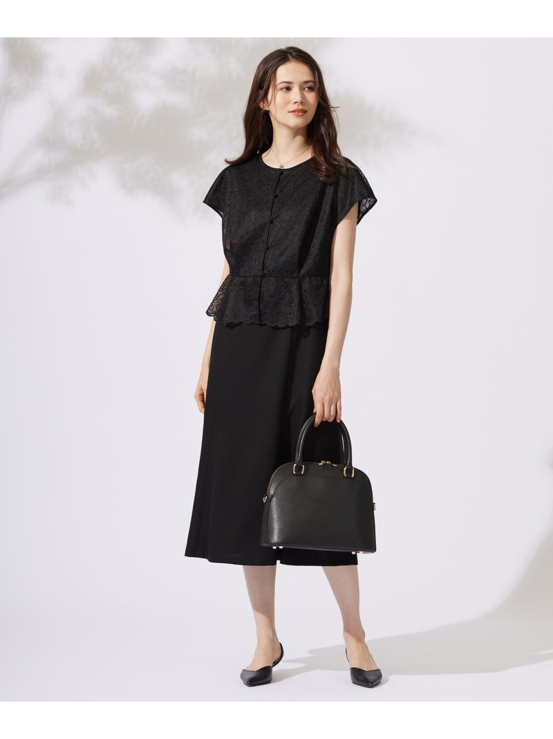 【SALE／40%OFF】【カタログ掲載・洗える】レースブラウスコンビ ワンピース 自由区 L ジユウク ワンピース・ドレス ワンピース ブラック ベージュ【RBA_E】【送料無料】[ Fashion]