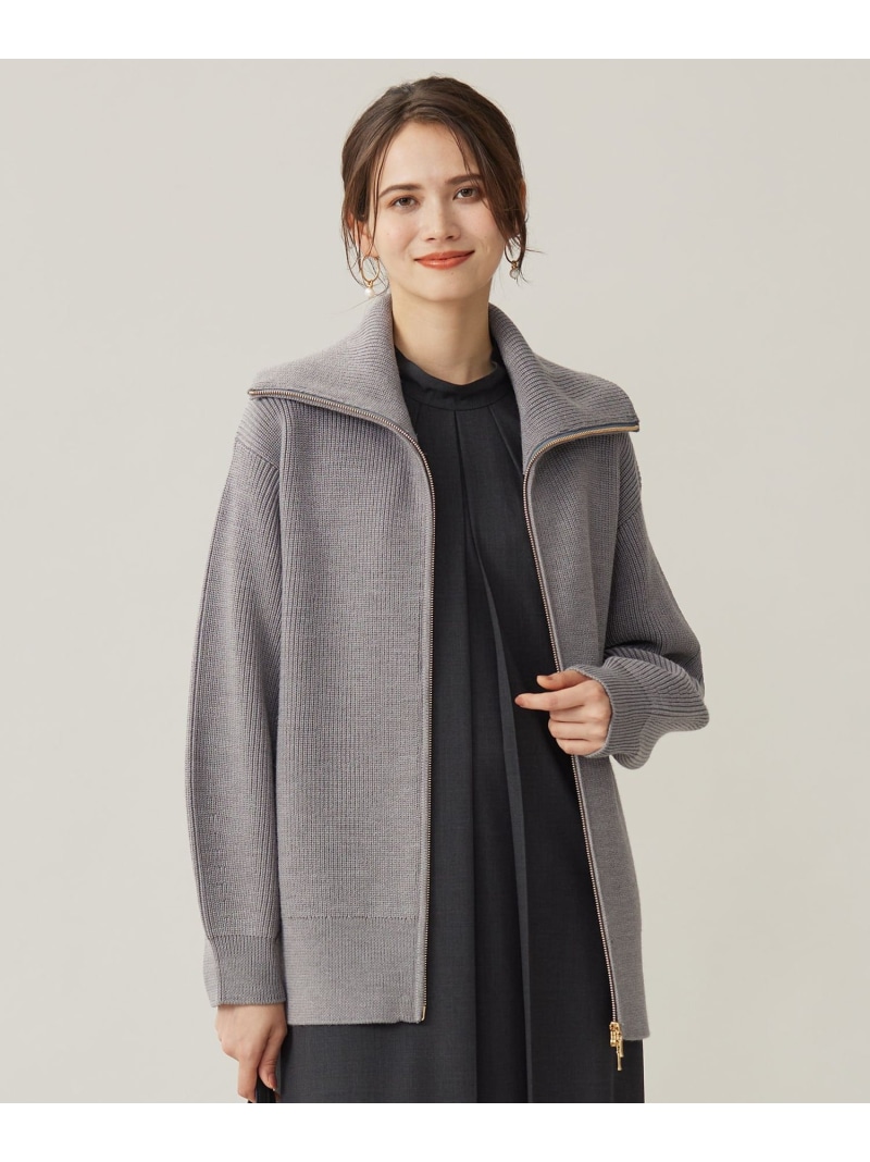 【SALE／30%OFF】【洗える】ジップアップニット アウター 自由区 S ジユウク ジャケット・アウター その他のジャケット・アウター グレー ネイビー【RBA_E】【送料無料】[ Fashion]｜自由区