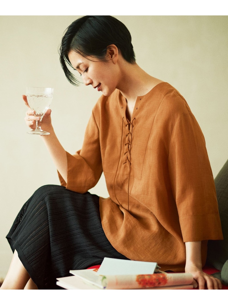 【SALE／30%OFF】【カタログ掲載・接触冷感・洗える】ラミーローンプルオーバー ブラウス 自由区 S ジユウク トップス シャツ・ブラウス ホワイト ブラック【RBA_E】【送料無料】[ Fashion]