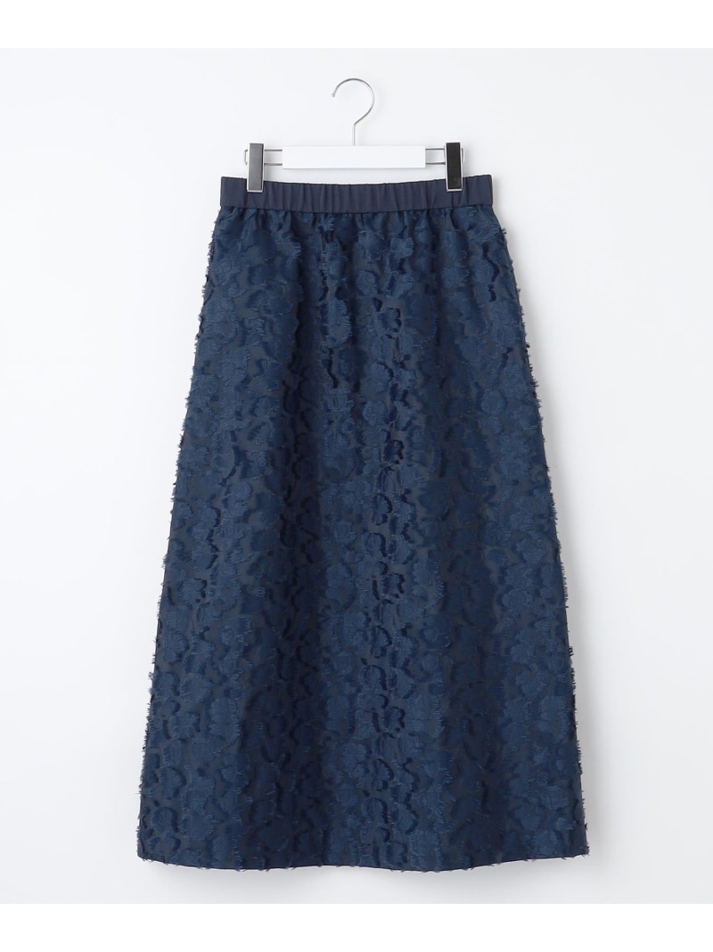 【SALE／40%OFF】【洗える】フラワーカットジャガード スカート 自由区 S ジユウク スカート ロング・マキシスカート ネイビー ベージュ【RBA_E】【送料無料】[ Fashion]