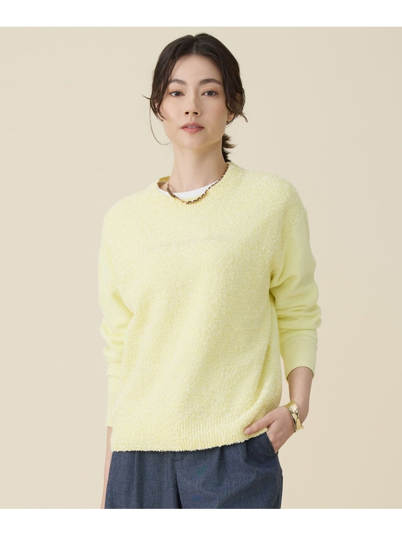 ブークレミックスツイード ニット 自由区 L ジユウク トップス ニット ネイビー イエロー【送料無料】[ Fashion]