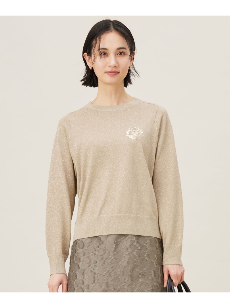 【SALE／40%OFF】【カタログ掲載・洗える】エンブレム ニット 自由区 ジユウク トップス ニット ネイビー ベージュ ブルー【RBA_E】【送料無料】[ Fashion]｜自由区